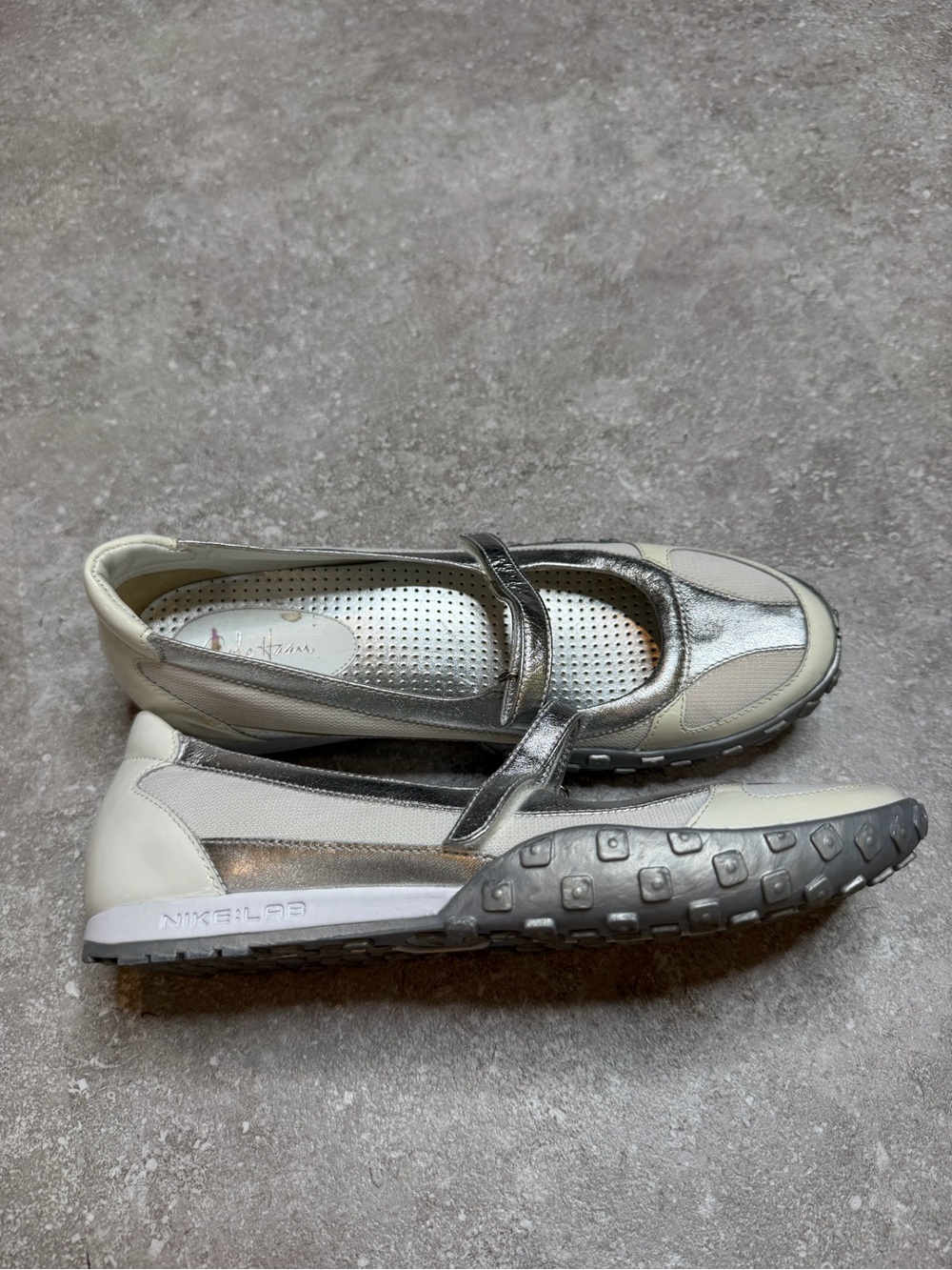 Y2K Cole Haan Mary Jane Sneaker Athletic Japanese Streetwear silver metallic 7.5